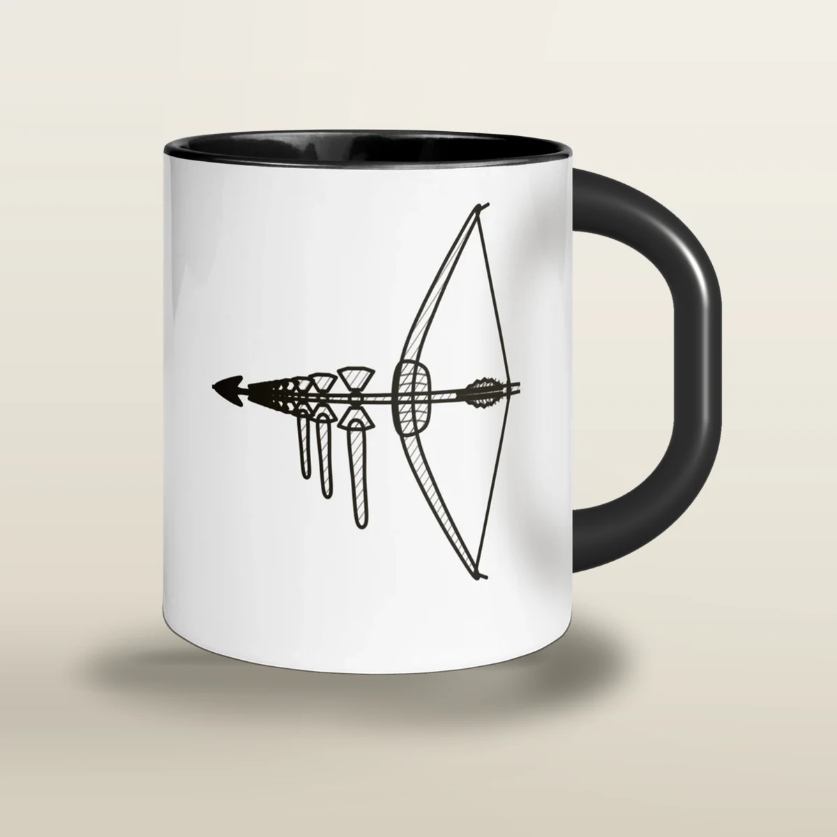 El arco de Odiseo, taza de cerámica en color negro