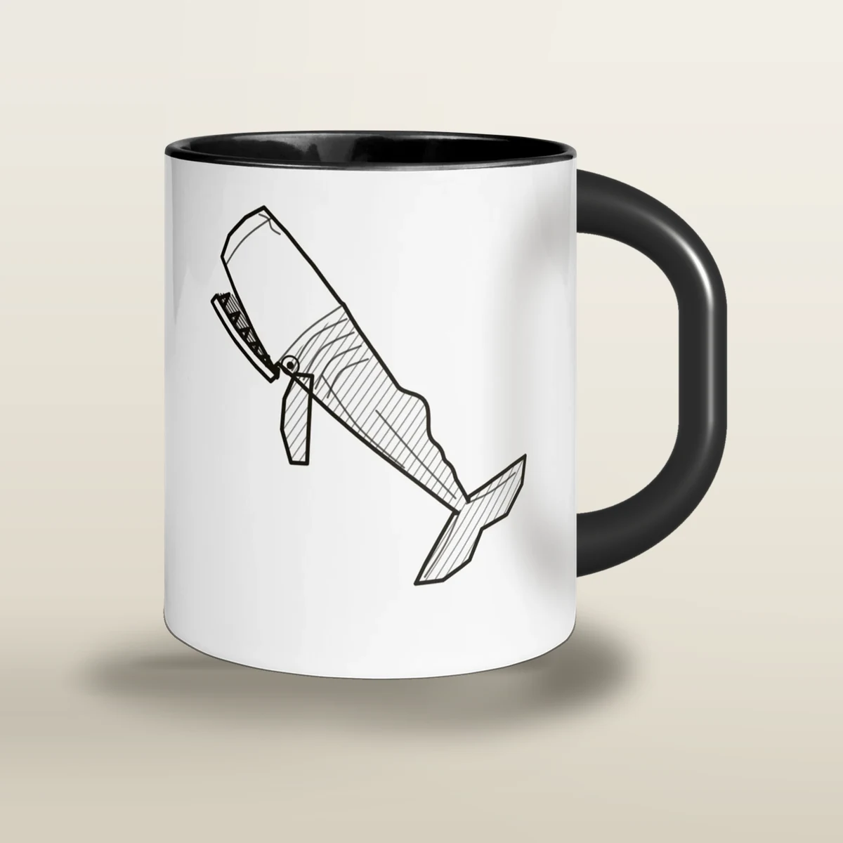 El cachalote, taza de cerámica en color negro