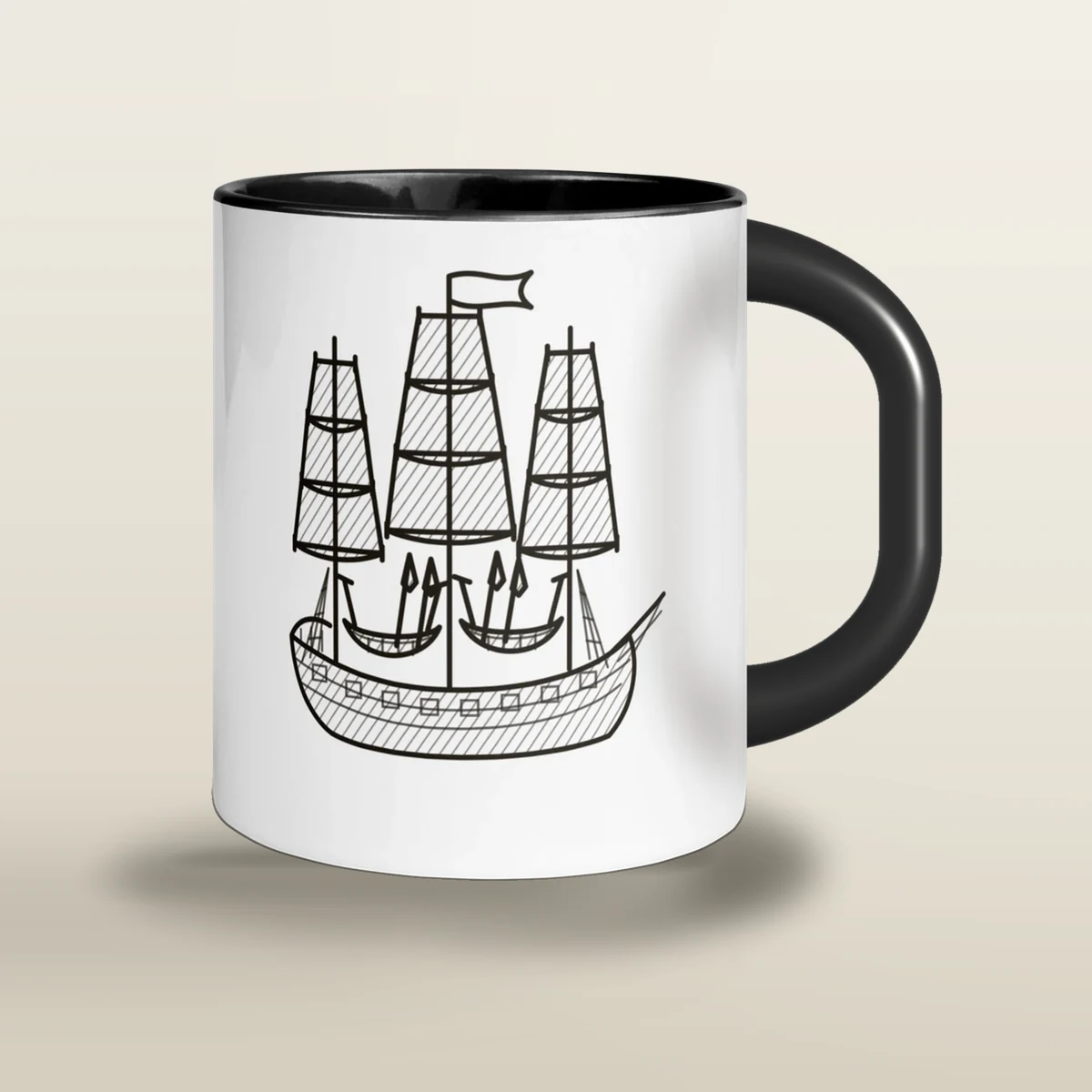 El Pequod, taza de cerámica en color negro