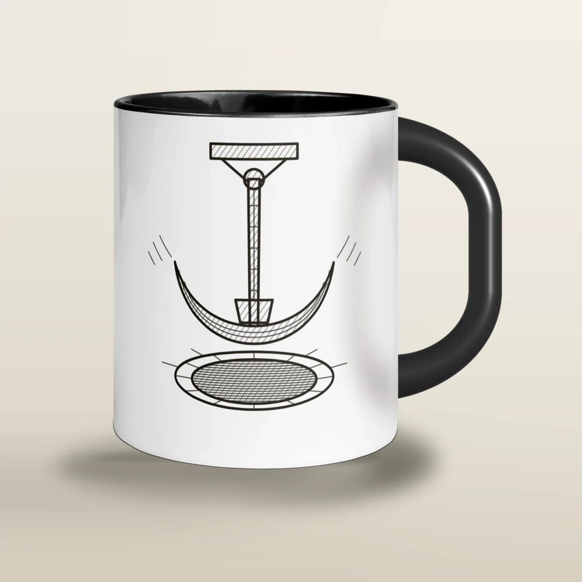 El pozo y el péndulo, taza de cerámica en color negro