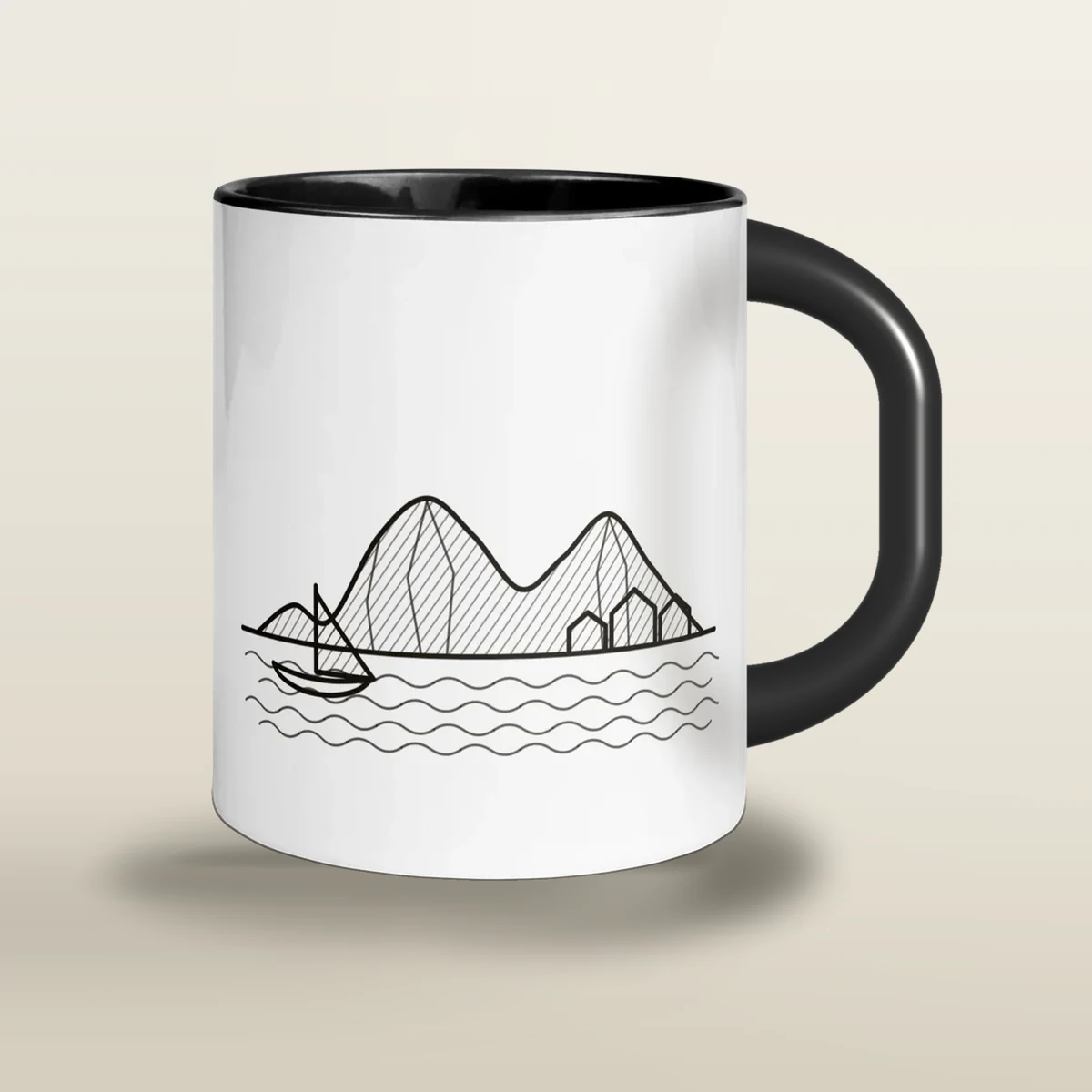 Ítaca, taza de cerámica en color negro