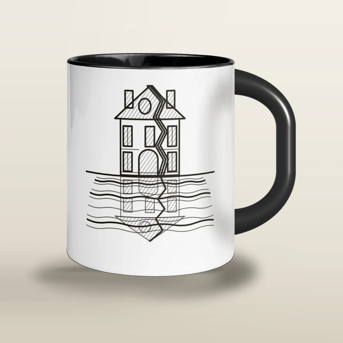 La caída de la casa Usher, taza de cerámica en color negro