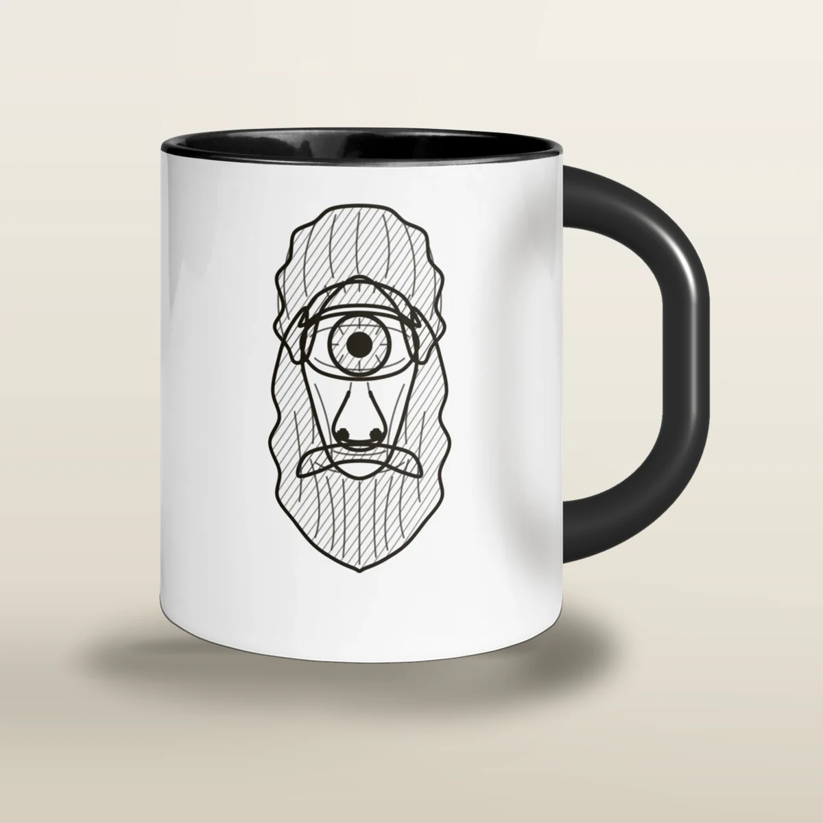 Polifemo, taza de cerámica en color negro