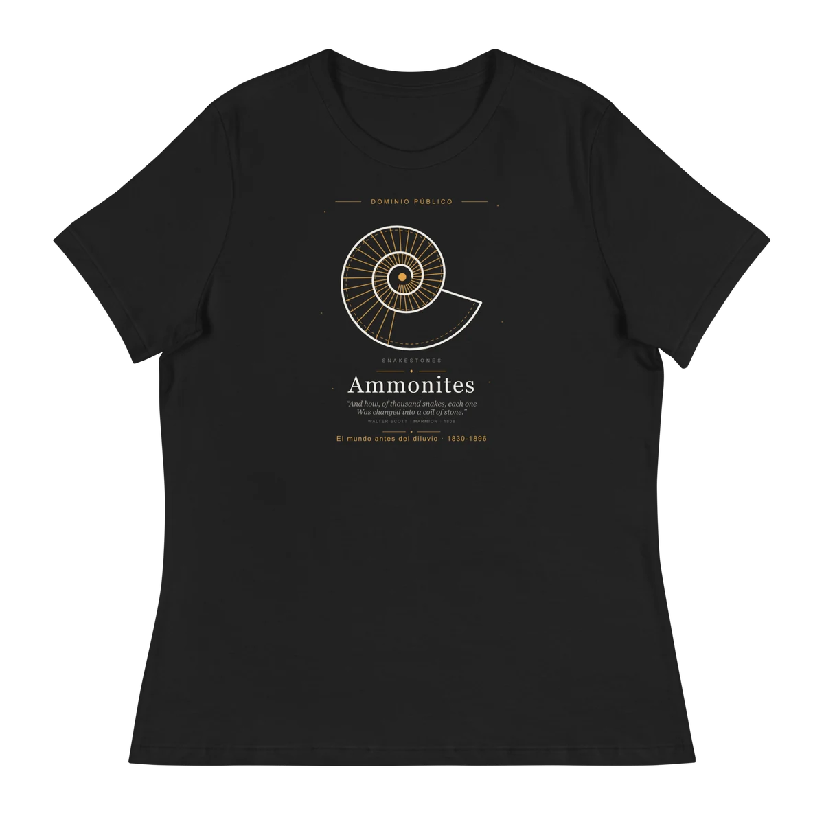 Ammonites, camiseta de mujer en color negro