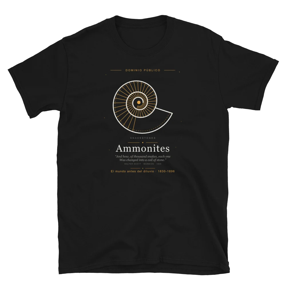 Ammonites, camiseta de algodón en color negro