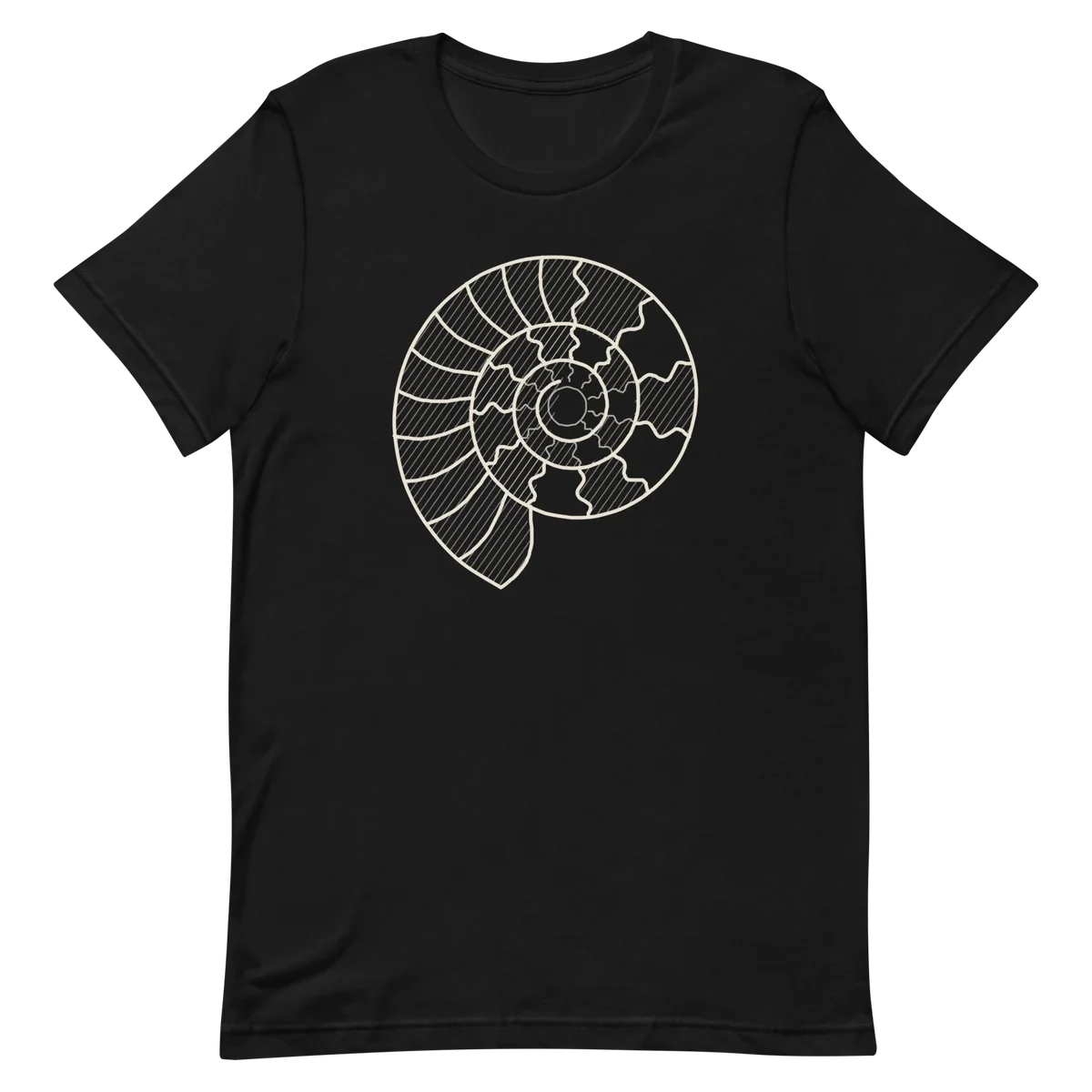 Ammonites, camiseta premium de algodón en color negro