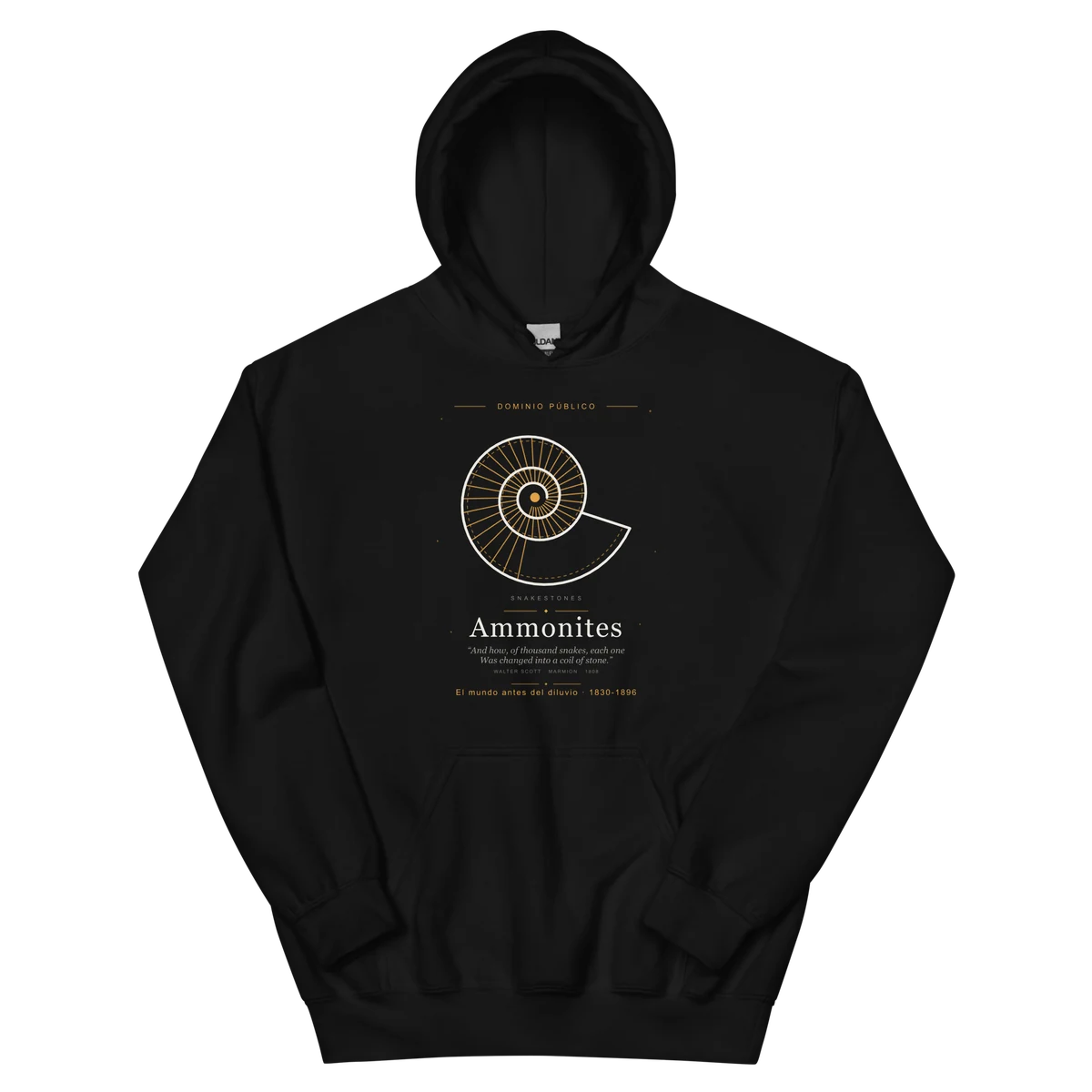 Ammonites, sudadera con capucha en color negro