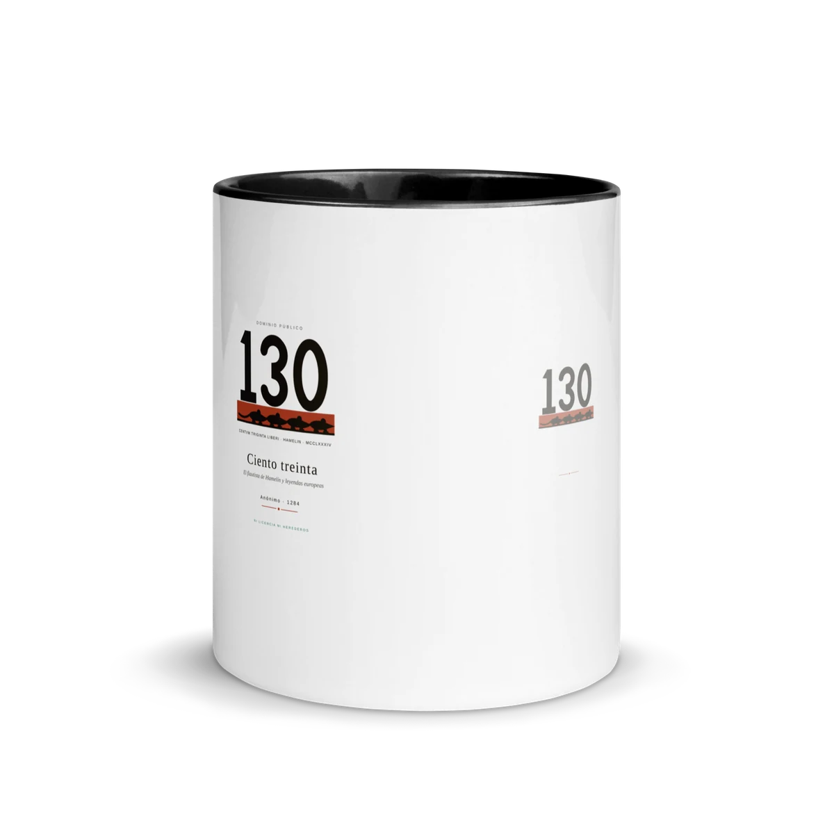 Ciento treinta, taza de cerámica en color negro