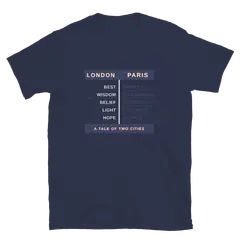 Dos ciudades, camiseta de algodón en color marino