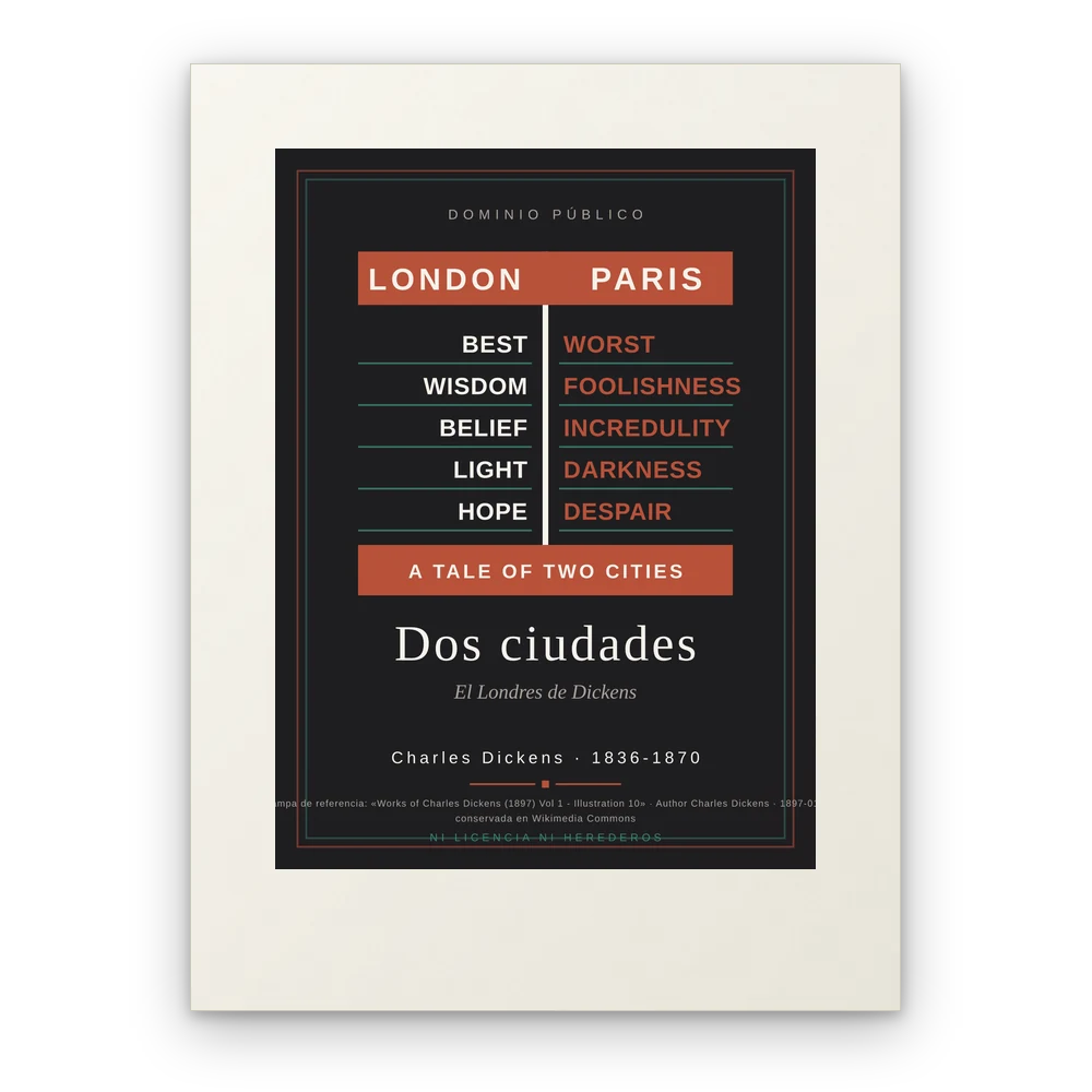 Dos ciudades, lámina en papel mate
