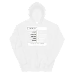 Dos ciudades, sudadera con capucha en color blanco