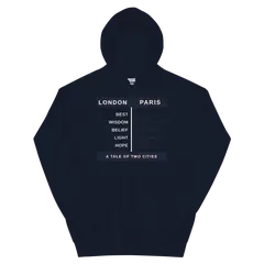 Dos ciudades, sudadera con capucha en color marino