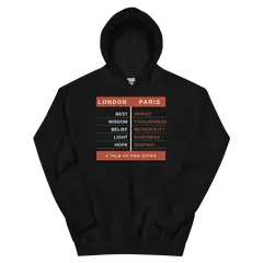 Dos ciudades, sudadera con capucha en color negro