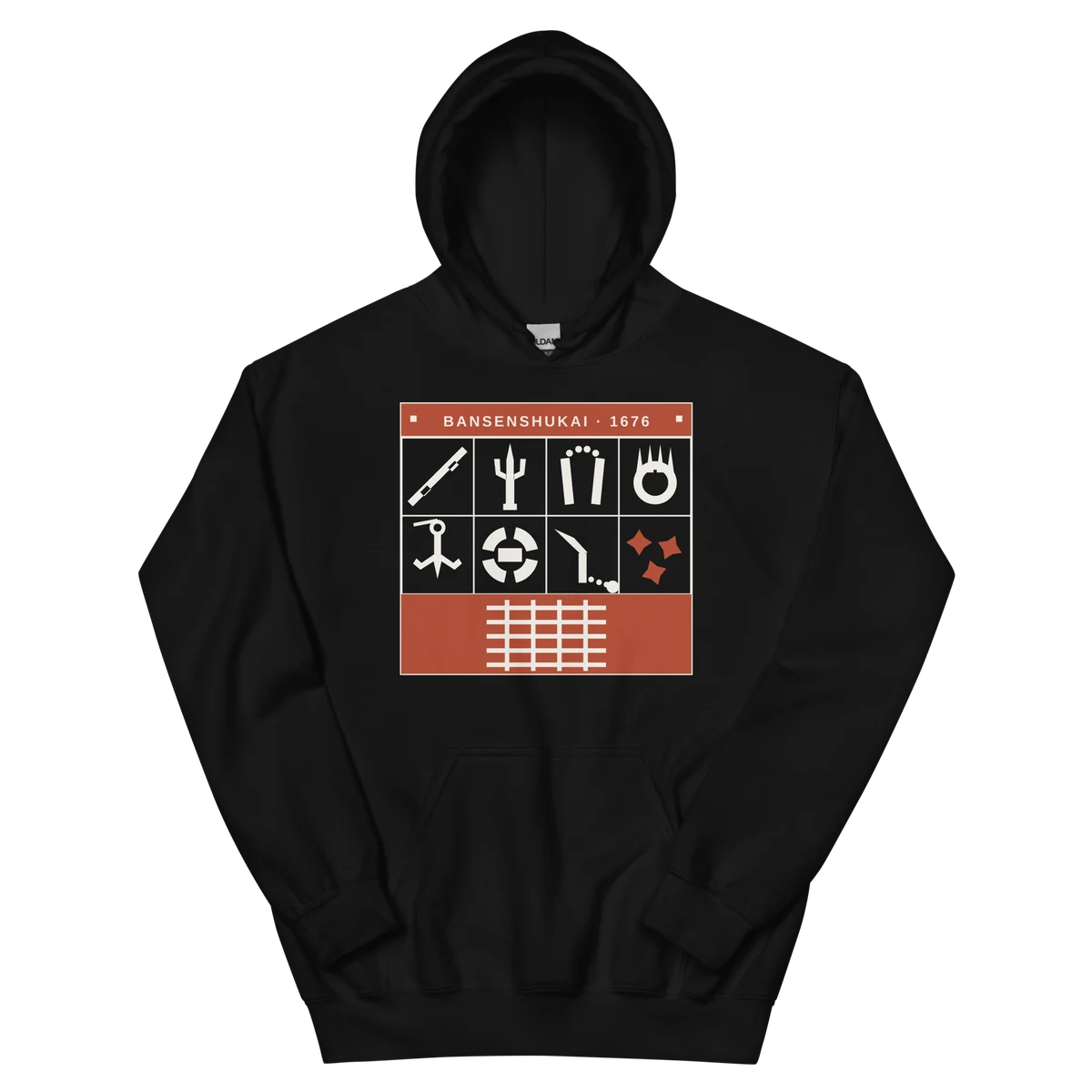 El arsenal de Bansenshukai, sudadera con capucha en color negro