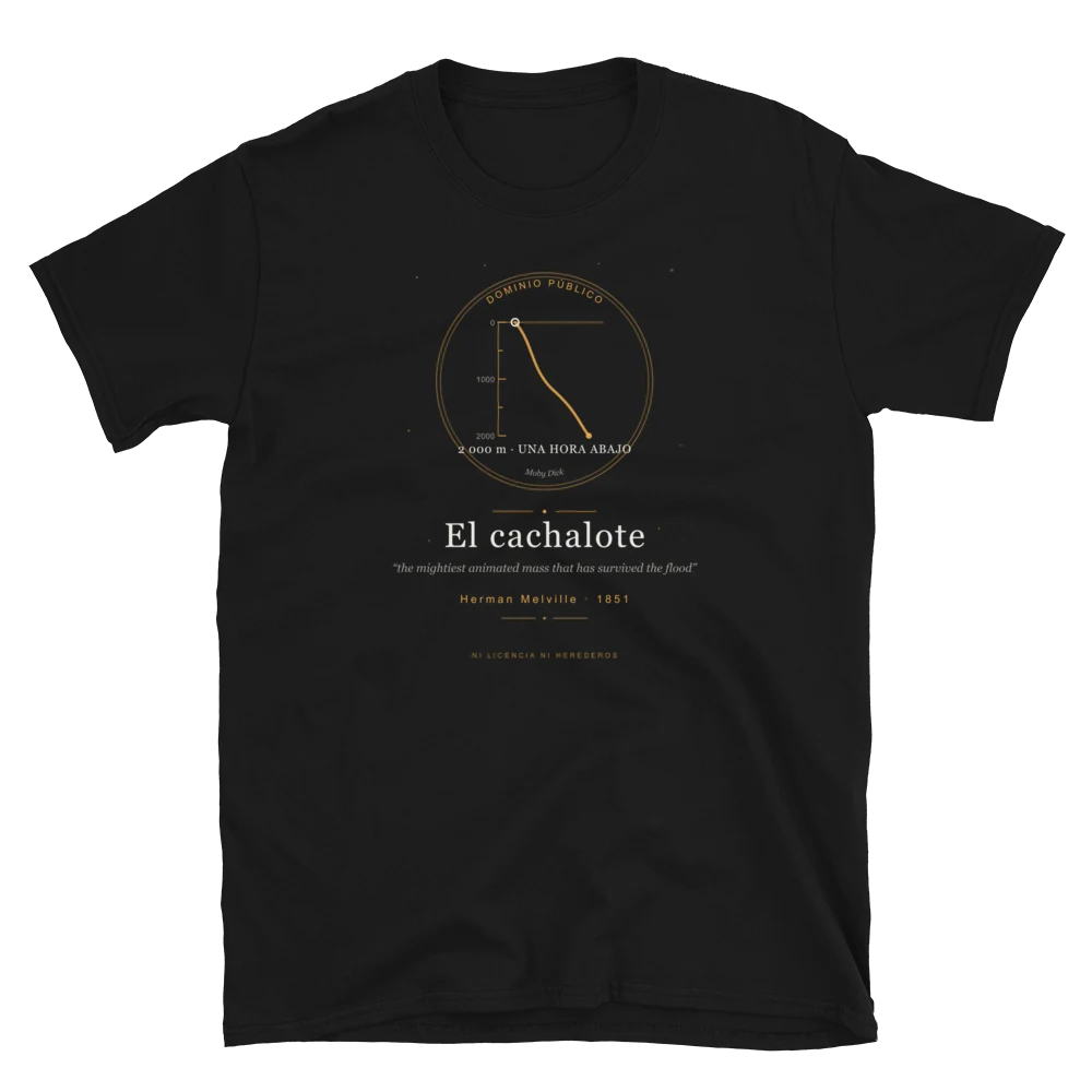 El cachalote, camiseta de algodón en color negro