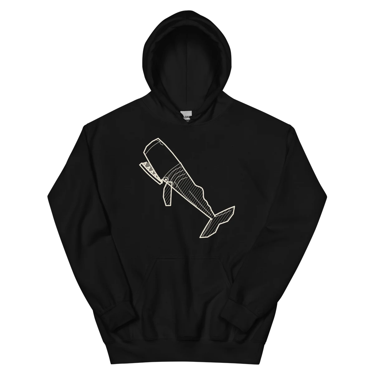 El cachalote, sudadera con capucha en color negro