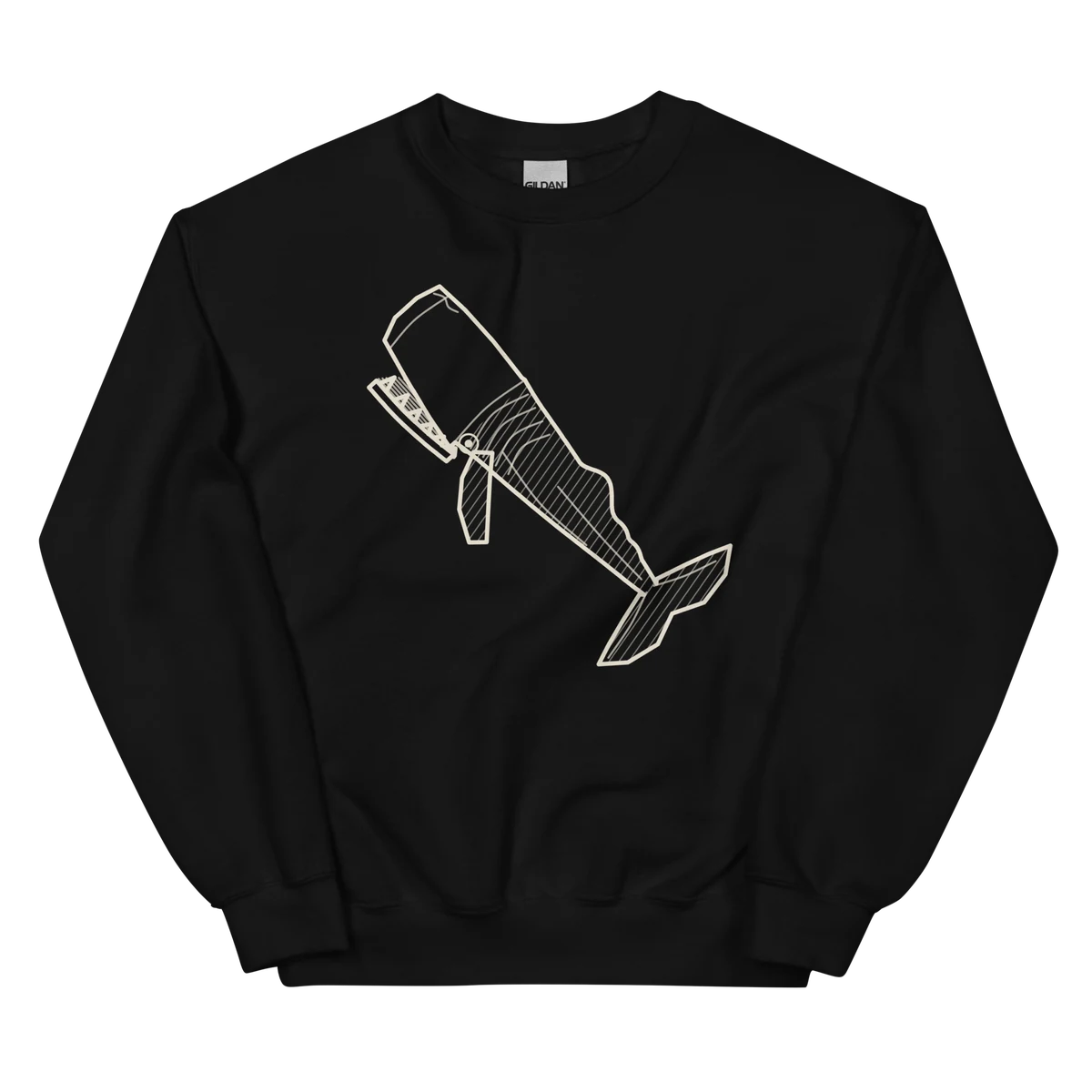 El cachalote, sudadera de cuello redondo en color negro