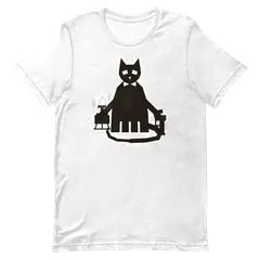 El gato Behemoth, premium cotton T-shirt in white