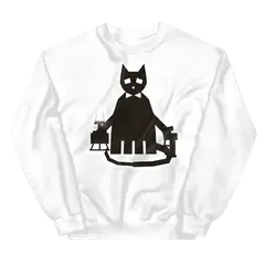 El gato Behemoth, Sweatshirt mit Rundhals in Weiß