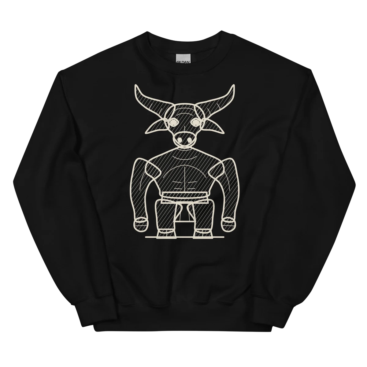 El Minotauro, sudadera de cuello redondo en color negro