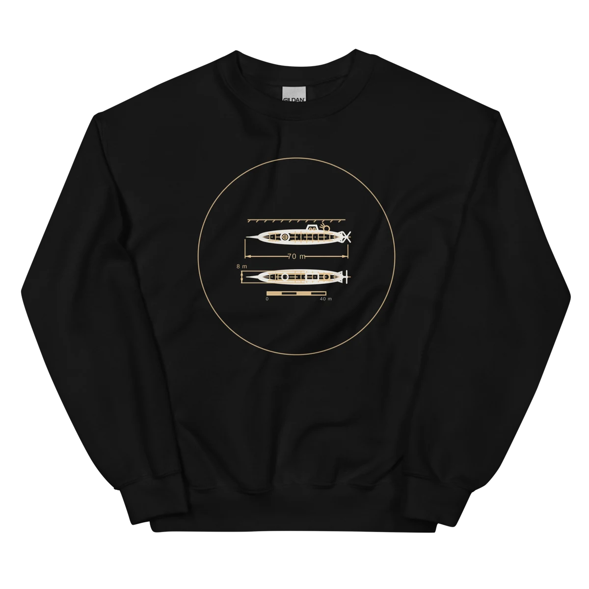 El Nautilus, sudadera de cuello redondo en color negro