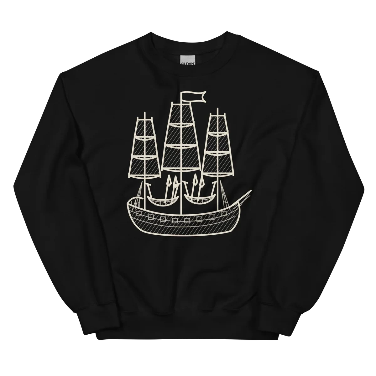 El Pequod, sudadera de cuello redondo en color negro