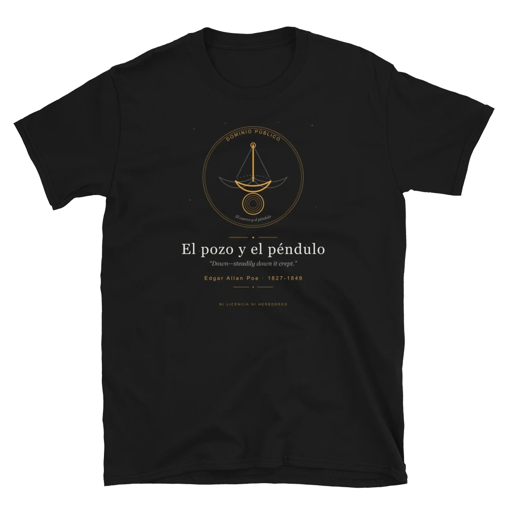 El pozo y el péndulo, camiseta de algodón en color negro