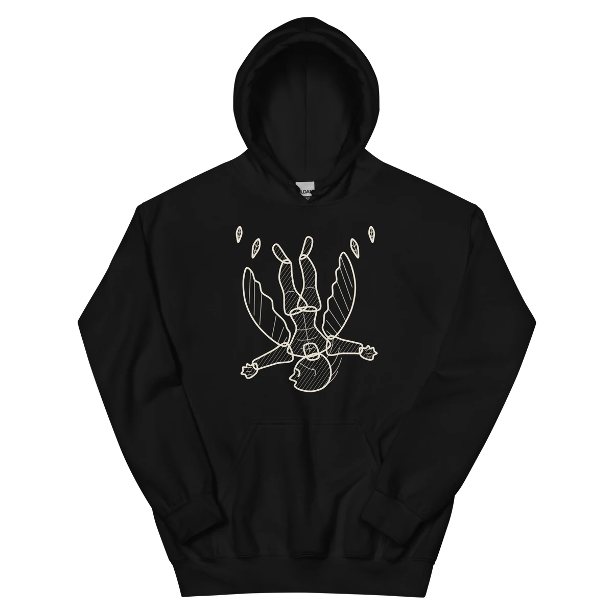 Ícaro, sudadera con capucha en color negro