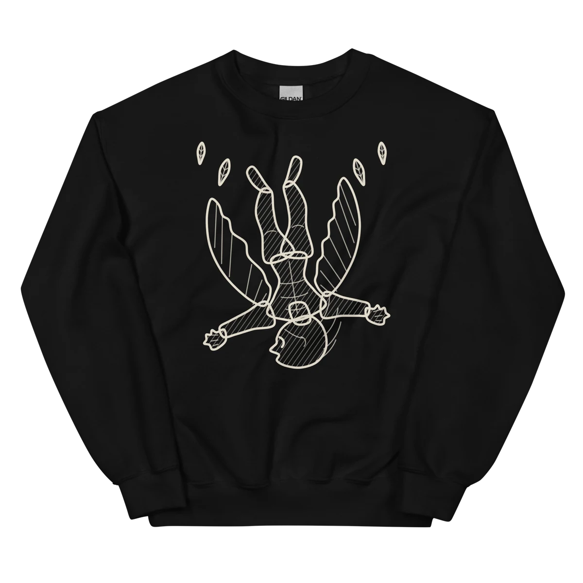 Ícaro, sudadera de cuello redondo en color negro