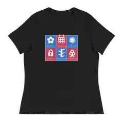 Insignias de manga, camiseta de mujer en color negro