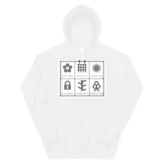 Insignias de manga, sudadera con capucha en color blanco