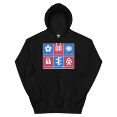 Insignias de manga, sudadera con capucha en color negro