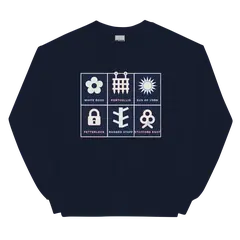 Insignias de manga, sudadera de cuello redondo en color marino