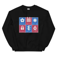 Insignias de manga, sudadera de cuello redondo en color negro