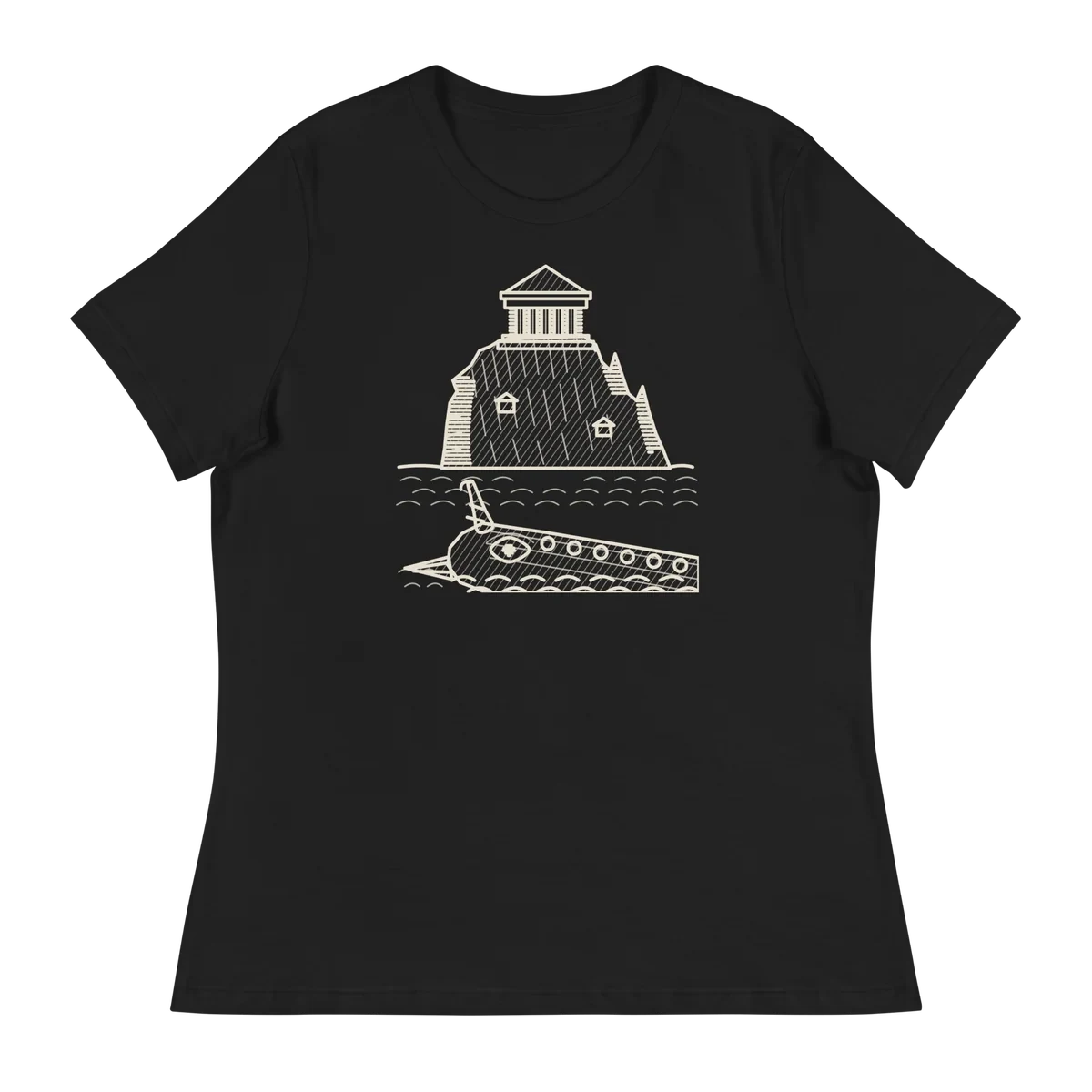 Ítaca, camiseta de mujer en color negro