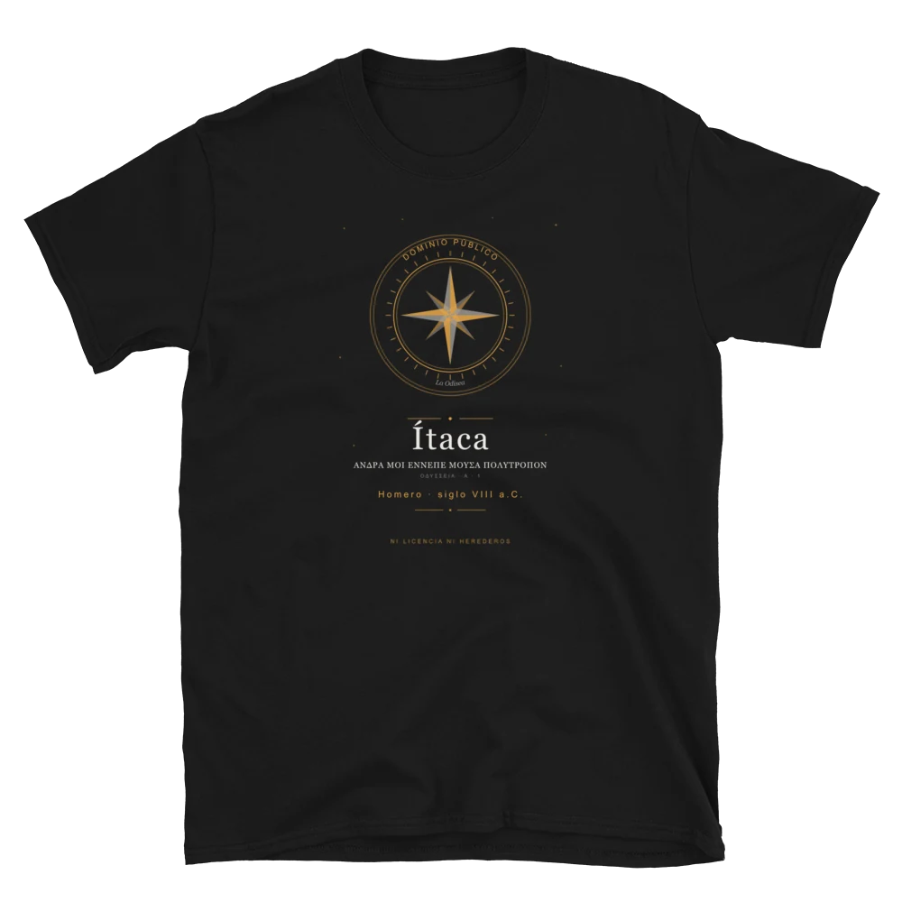 Ítaca, camiseta de algodón en color negro