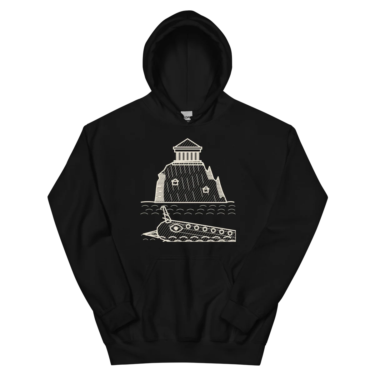 Ítaca, sudadera con capucha en color negro