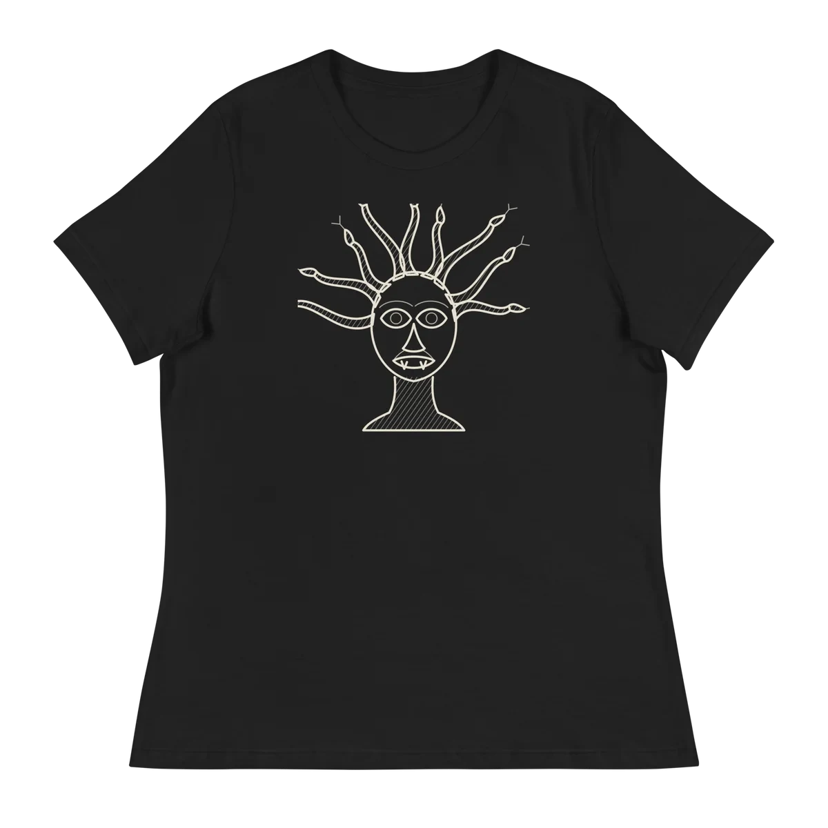 La Gorgona, camiseta de mujer en color negro