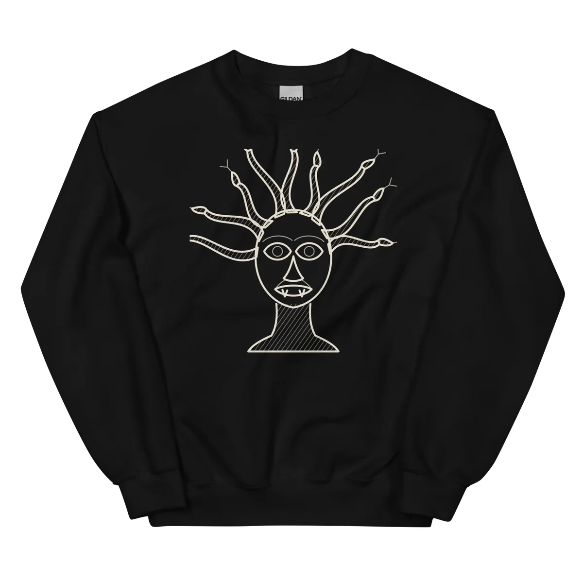 La Gorgona, sudadera de cuello redondo en color negro