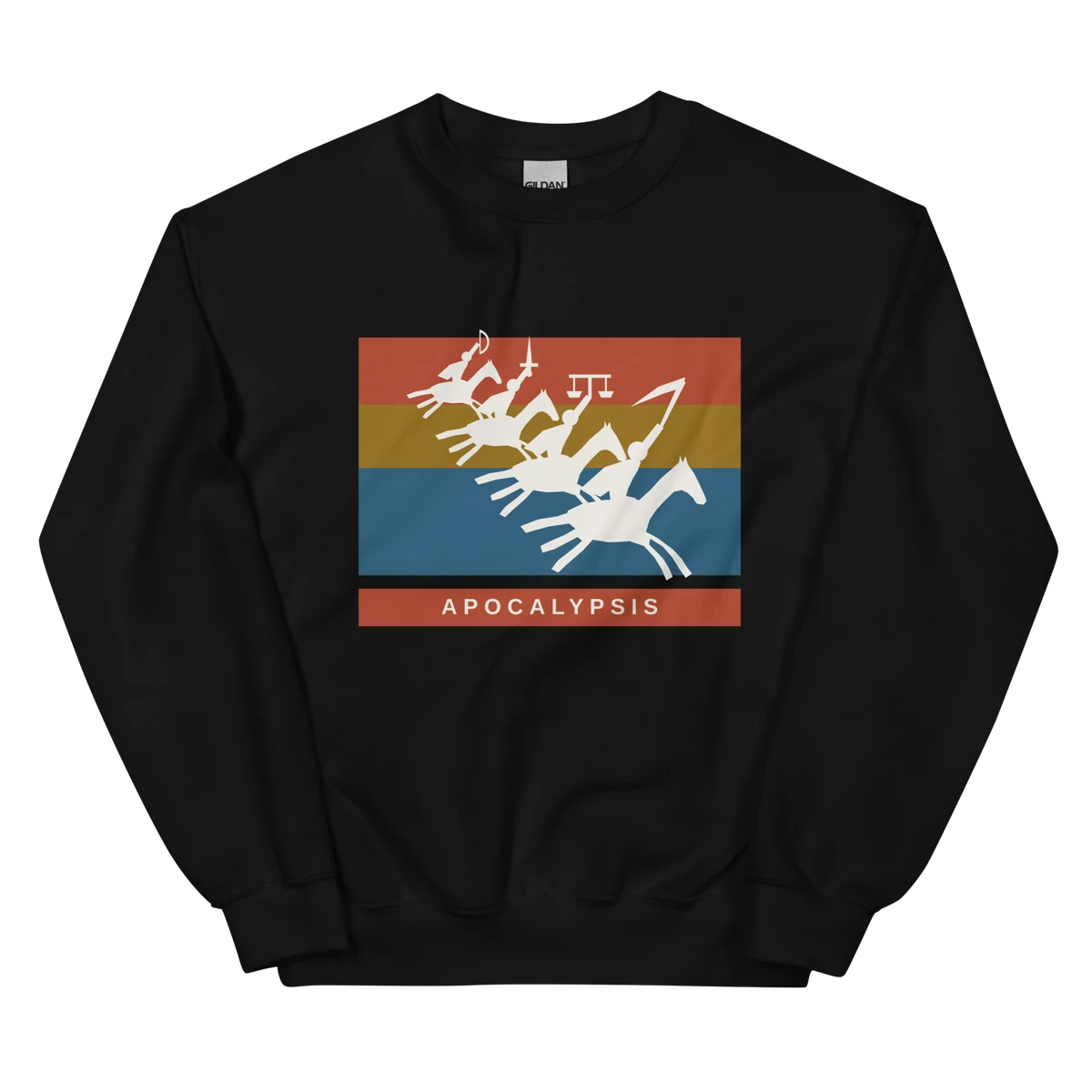 Los cuatro jinetes, sudadera de cuello redondo en color negro