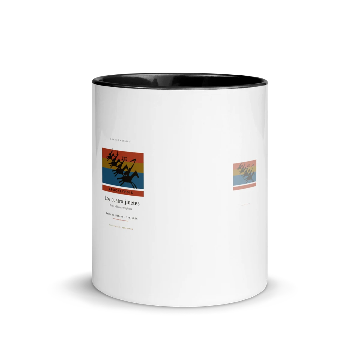 Los cuatro jinetes, taza de cerámica en color negro