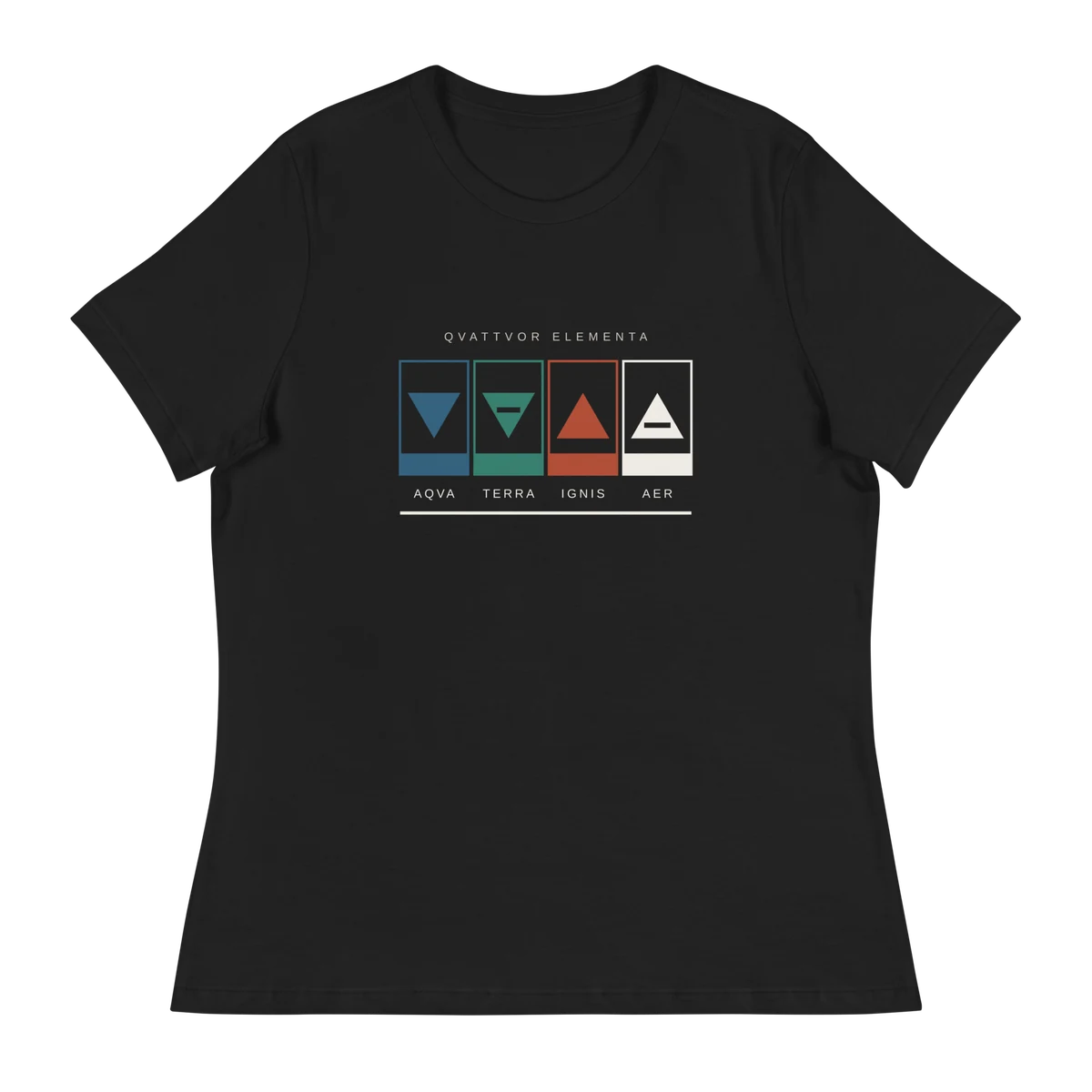 Los cuatro triángulos, Damen-T-Shirt in Schwarz