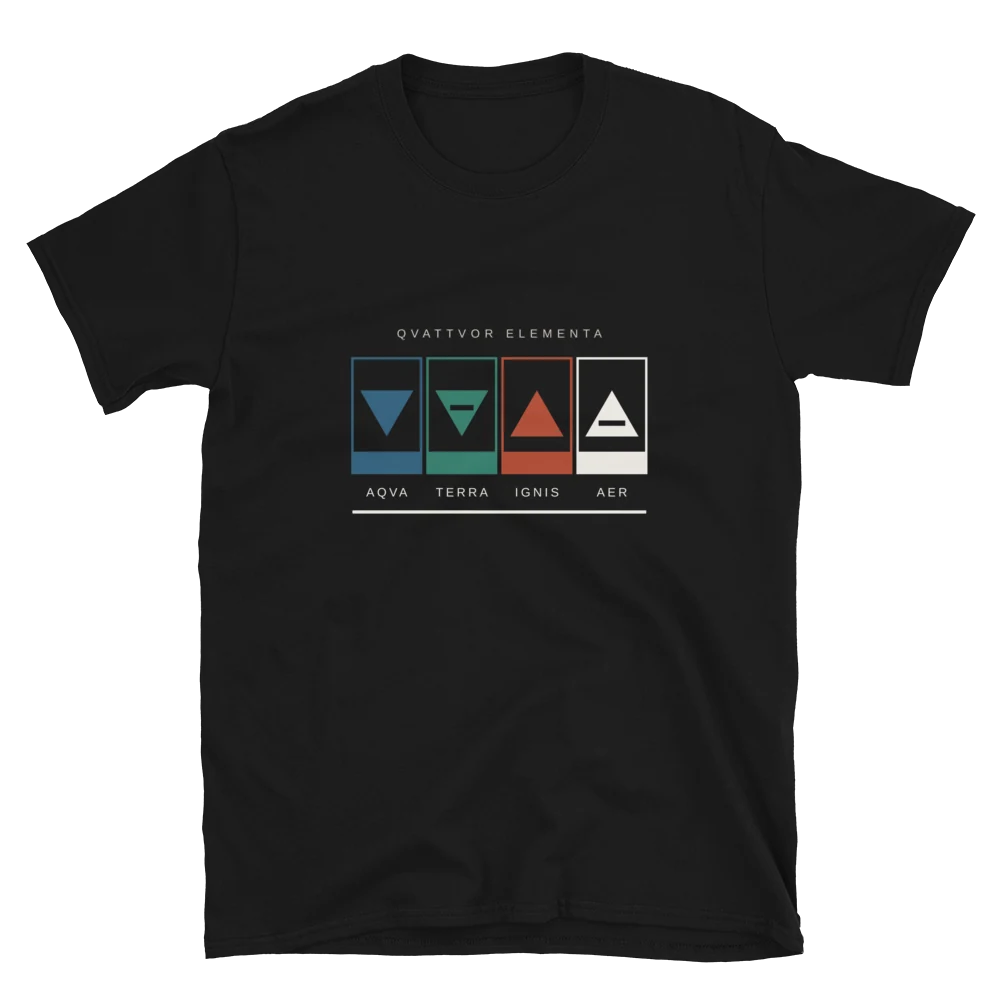Los cuatro triángulos, camiseta de algodón en color negro