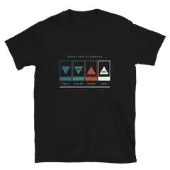 Los cuatro triángulos, camiseta de algodón en color negro