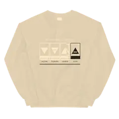 Los cuatro triángulos, sudadera de cuello redondo en color arena