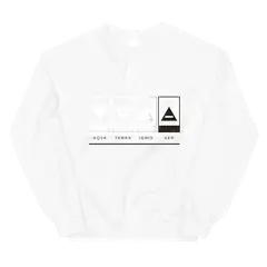 Los cuatro triángulos, sudadera de cuello redondo en color blanco