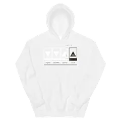 Los cuatro triángulos, sudadera con capucha en color blanco