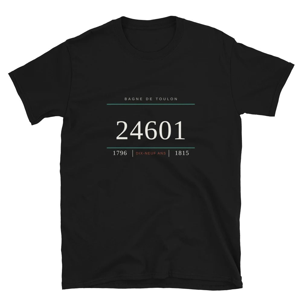 Número 24601, camiseta de algodón en color negro