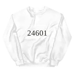 Número 24601, sudadera de cuello redondo en color blanco