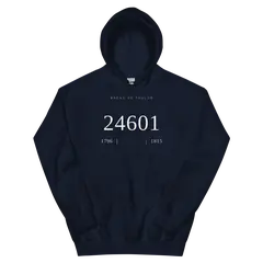 Número 24601, sudadera con capucha en color marino